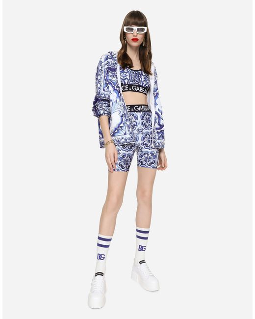 Dolce & Gabbana サイクリングパンツ ジャージー マヨリカプリント Blue