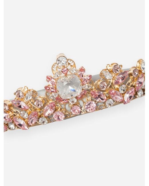 Dolce & Gabbana White Headband With All Over Jewellery Application