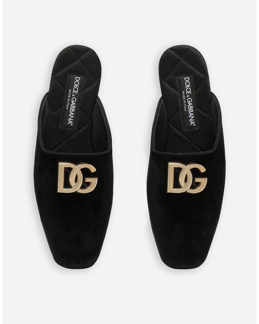 Dolce & Gabbana White Velvet Mules
