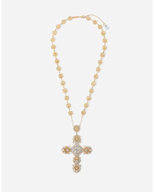 Dolce & Gabbana White Filigree Necklace 18-Carat And Aquamarines