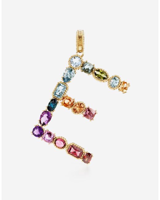 Dolce & Gabbana White Charm E Lettering 18-Carat And Multicolored Gems