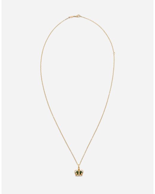 Dolce & Gabbana White Royal Pendant 18-Carat, Jade, Rubies, And Sapphire for men