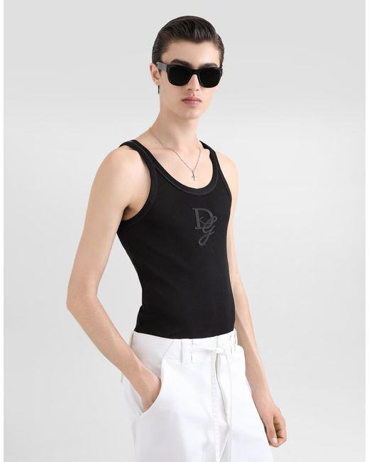 Dolce & Gabbana メンズ ブラック Dgパッチスリムフィット ファイン