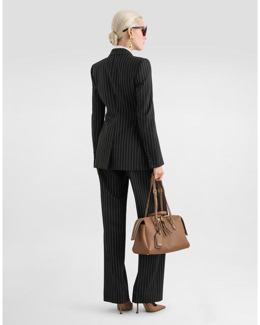 Dolce & Gabbana Black Pinstripe Wool Trousers