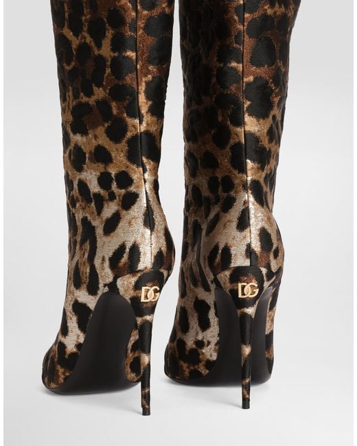 Dolce & Gabbana Black Leopard Knee-high Boots 105