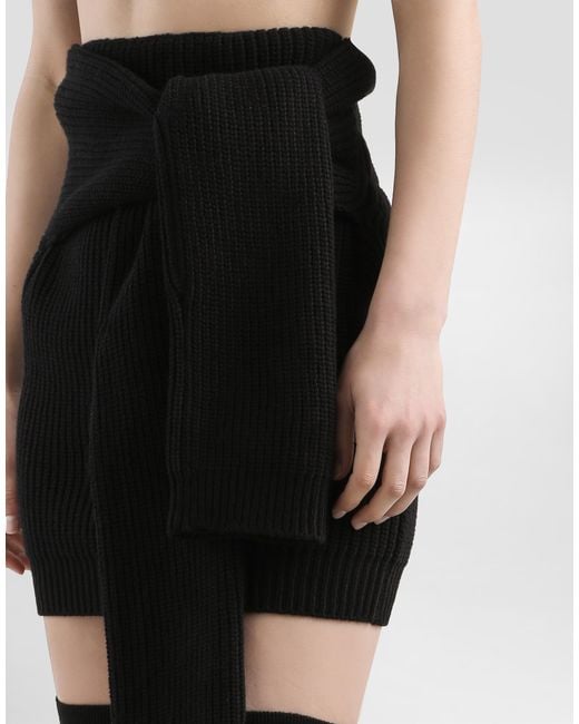 Dolce & Gabbana Black Gerippter Strickrock