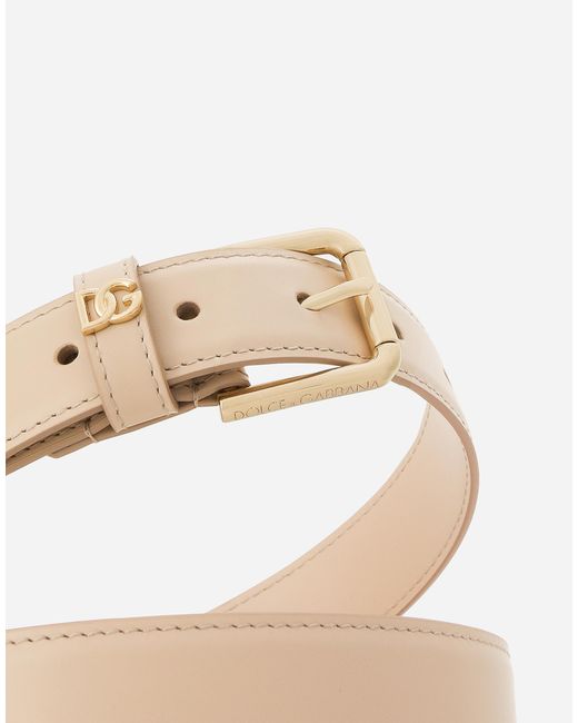 Dolce & Gabbana Natural Logo-Lettering Leather Belt
