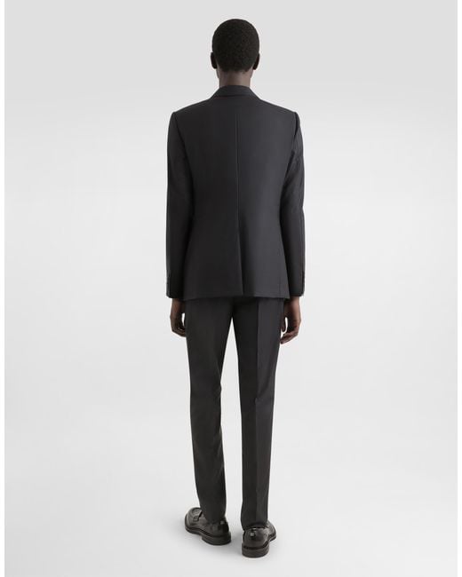 Dolce & Gabbana Gray Wool Polo-Shirt With Branded Tag for men