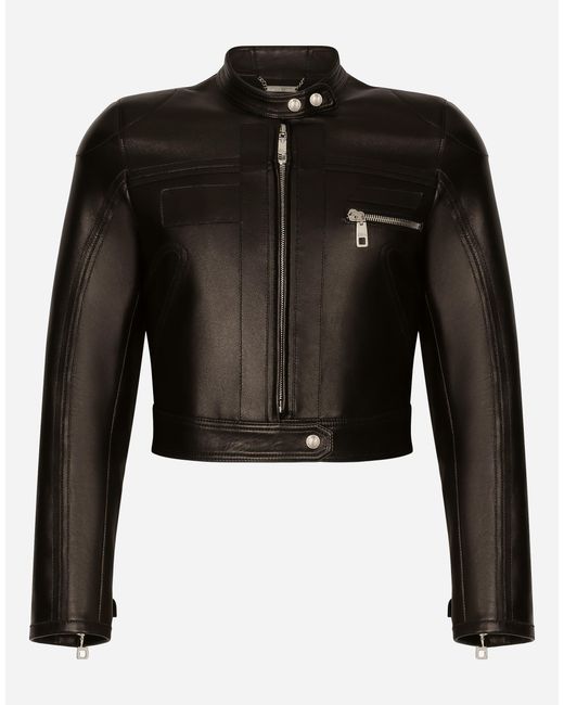 Dolce & Gabbana Black Nappa Leather Biker Jacket for men