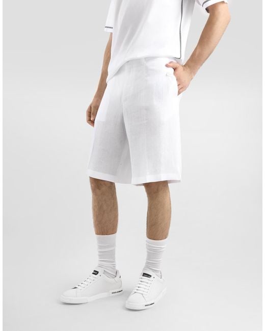 Dolce & Gabbana White Linen Jogging Trousers for men