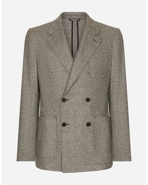 Dolce & Gabbana Green Double-Breasted Portofino-Fit Stretch Flannel Jacket for men