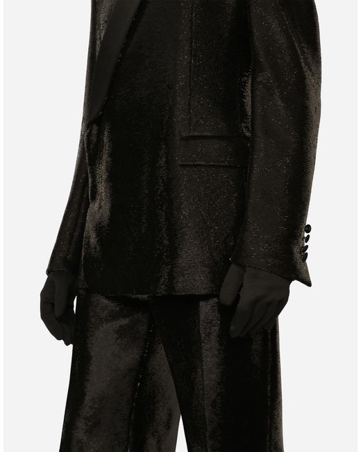 メンズ Dolce & Gabbana スパンコール シングルジャケット Black