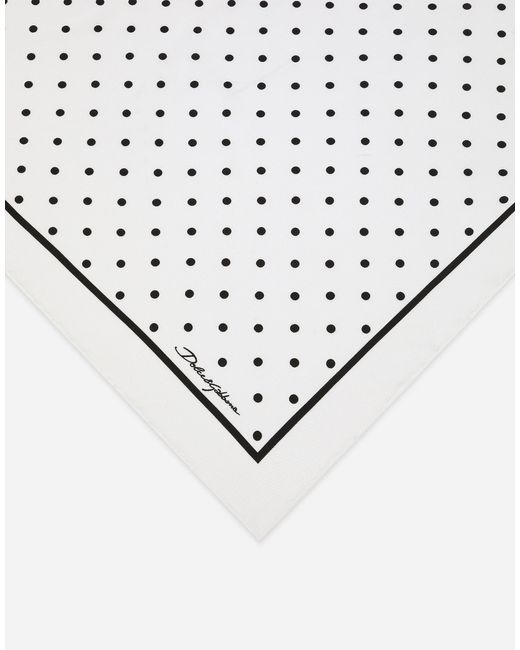 Dolce & Gabbana ドットプリント シルクツイル スカーフ (50X50) White
