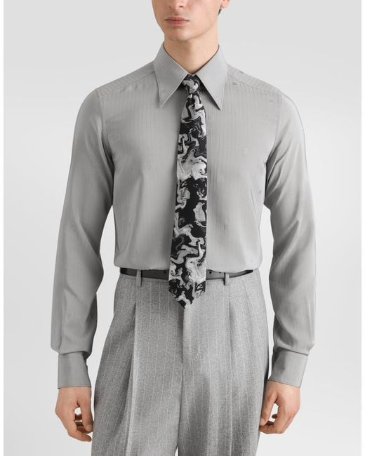Dolce & Gabbana White Abstract-Print Twill Tie for men