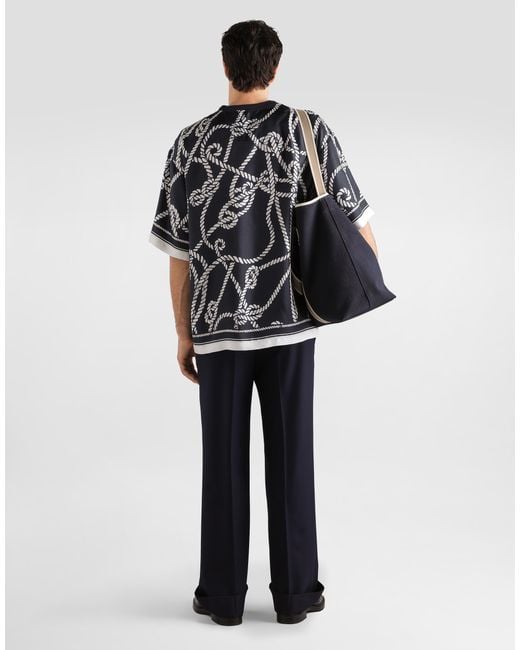 Dolce & Gabbana Multicolor Marina-Print Silk T-Shirt for men