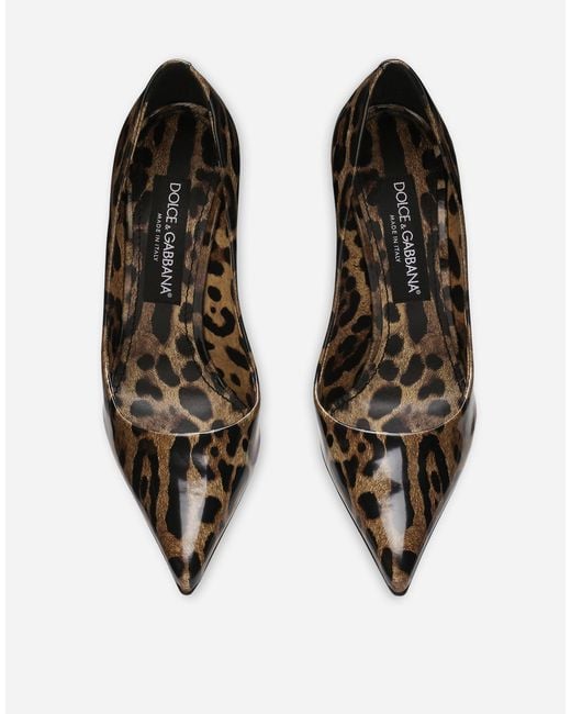 Zapato de salón en piel de becerro brillante estampada Dolce & Gabbana de color White