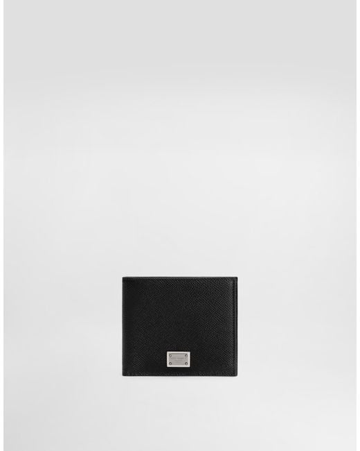 Dolce & Gabbana White Calfskin Bifold Wallet With Logo Tag for men