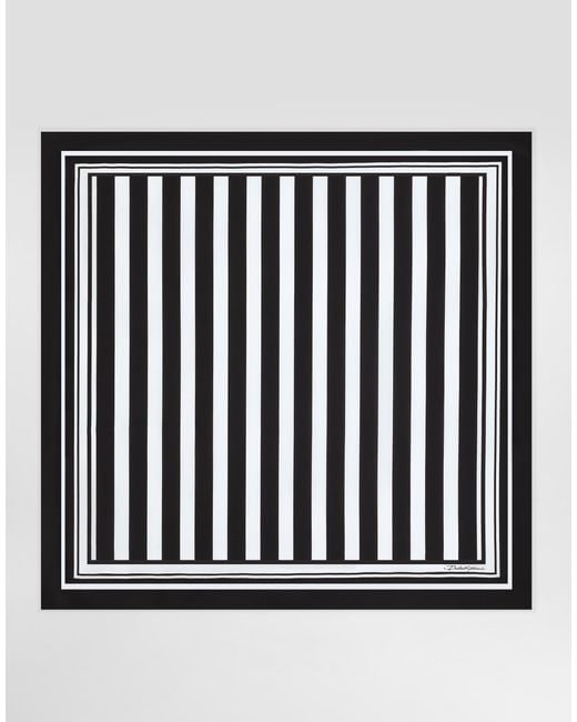 Dolce & Gabbana Black Striped-Print Silk Twill Foulard (90 X 90) for men