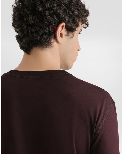 Dolce & Gabbana Purple Cotton Long-Sleeve T-Shirt for men
