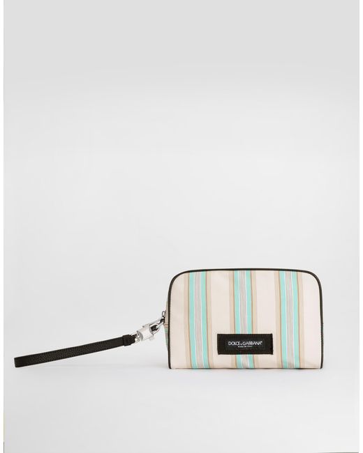 Dolce & Gabbana Multicolor Striped Poplin Handbag for men