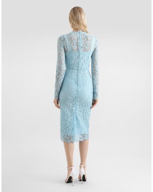 Dolce & Gabbana Blue Cordonetto Lace Sheath Dress