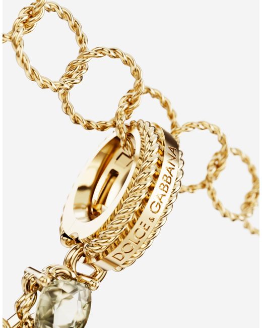 Dolce & Gabbana White Charm W Lettering 18-Carat And Multicolored Gems