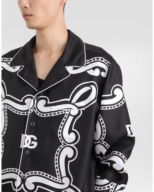 Dolce & Gabbana Black Silk Vanity Shirt With Bandanna for men