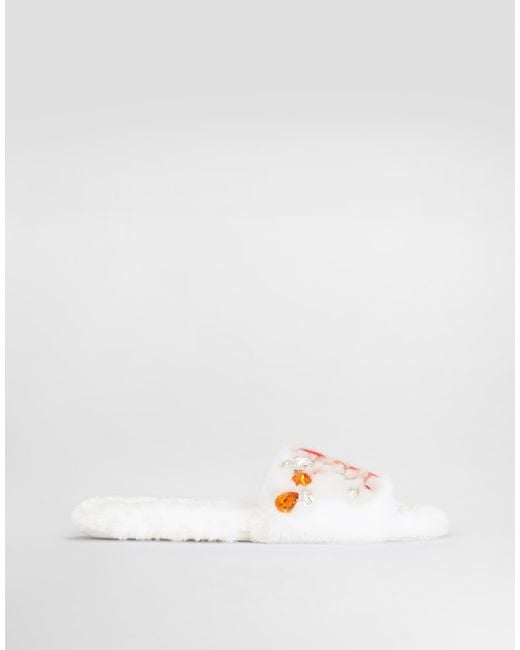 Dolce & Gabbana White Ciabatta Flat