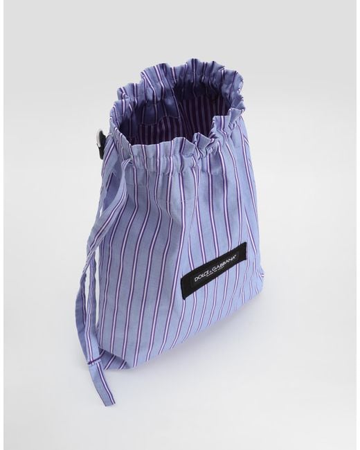 Dolce & Gabbana Blue Striped Poplin And Leather Crossbody Bag for men