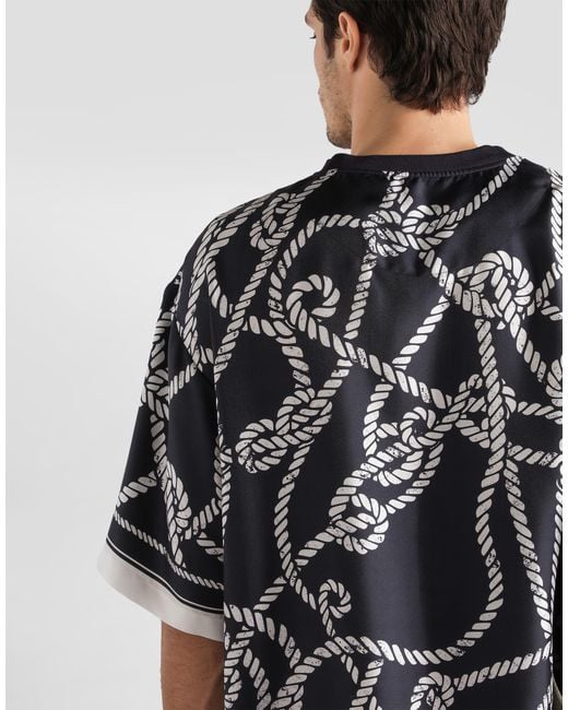 Dolce & Gabbana Multicolor Marina-Print Silk T-Shirt for men