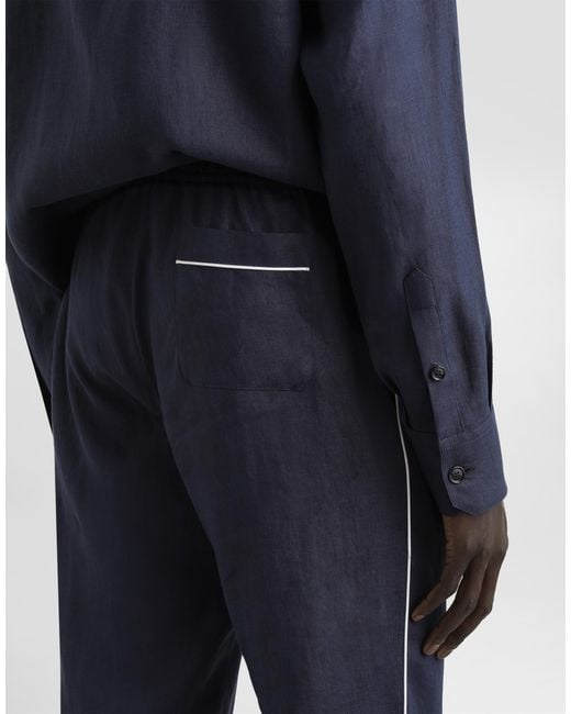Dolce & Gabbana Blue Linen Pajama Pants for men