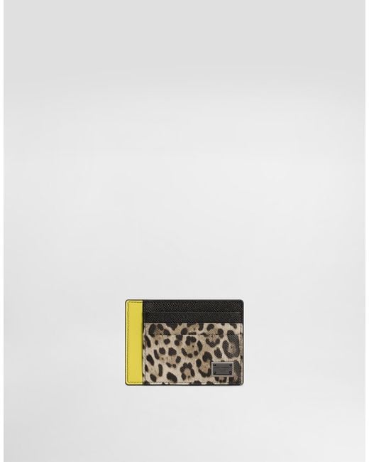Dolce & Gabbana White Saffiano Leather Card Holder With Animalier Insert for men