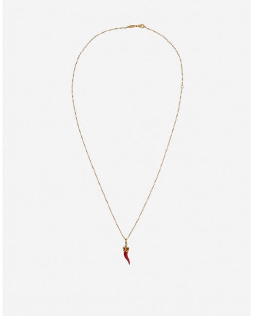 Dolce & Gabbana White Good Luck Necklace Enamelled 18 Carat for men
