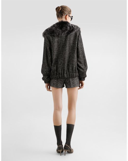 Dolce & Gabbana Black Wool Chevron Jacket