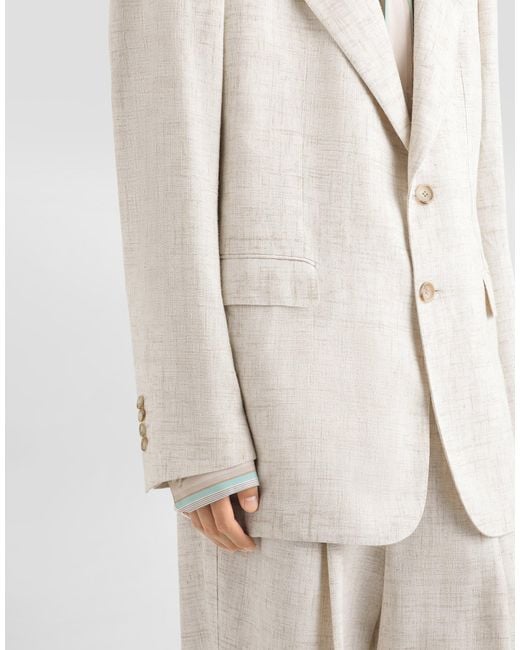 Dolce & Gabbana Natural Single-Breasted Tweed-Effect Linen And Viscose Jacket for men