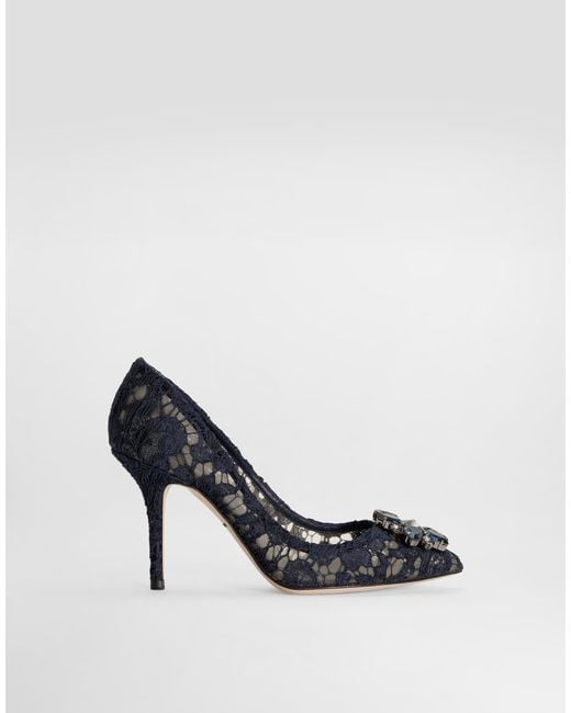 Dolce & Gabbana White Lace Pumps With Brooch Detailing