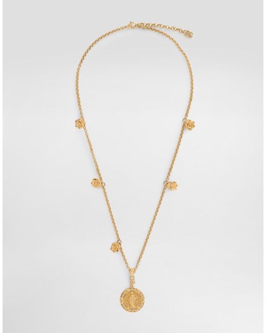 Dolce & Gabbana White Metal Necklace With Logo for men