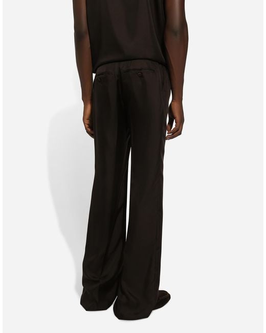 Dolce & Gabbana Sartoriale Hose Aus Seide Mit Bundfalten in Black für Herren