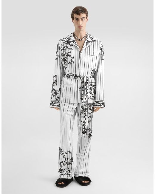 Dolce & Gabbana White Vanity Trousers With Embroidery for men
