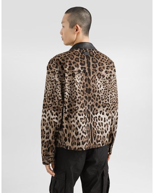 Dolce & Gabbana Multicolor Cotton Leopard- Jacket With Tag for men