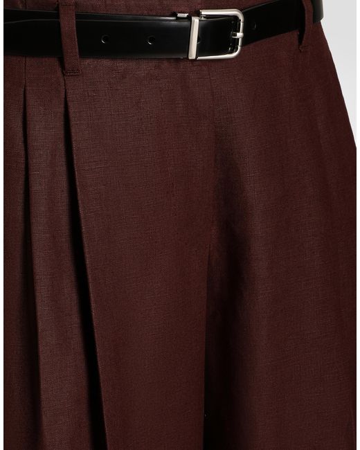 Dolce & Gabbana Purple Tailored Linen Canvas Trousers