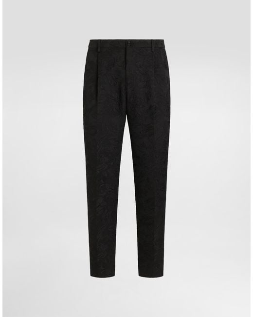 Dolce & Gabbana Black Brocade Trousers for men