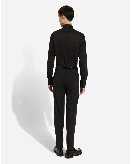 メンズ Dolce & Gabbana シャツ ゴールドフィット ストレッチコットン Black