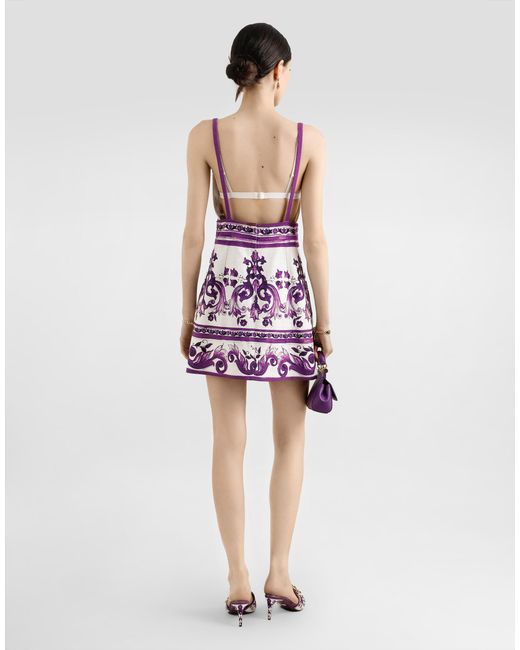 Dolce & Gabbana Purple Majolica-Print Dress