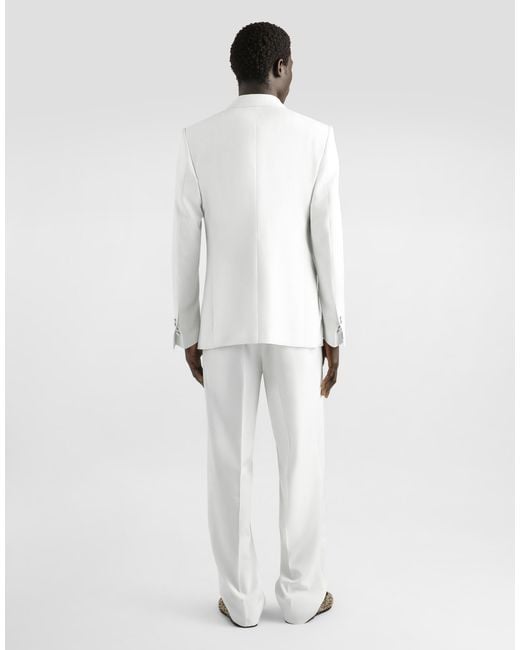 Dolce & Gabbana White Double-Breasted Sicilia Virgin Wool Jacket for men