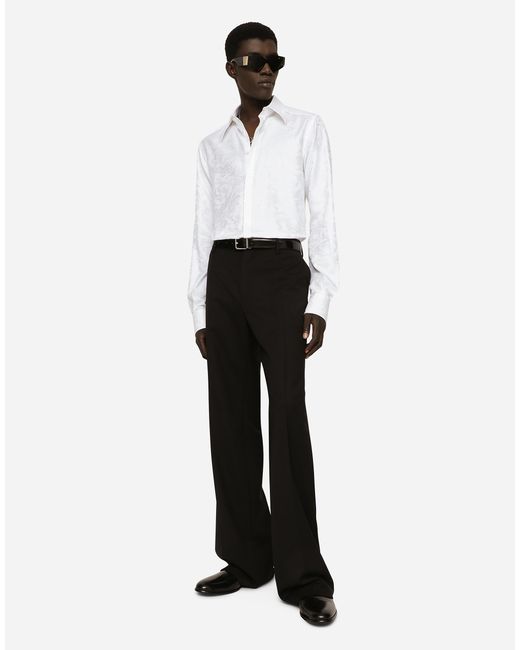 メンズ Dolce & Gabbana シャツ マルティーニフィット フローラルコットンジャカード White