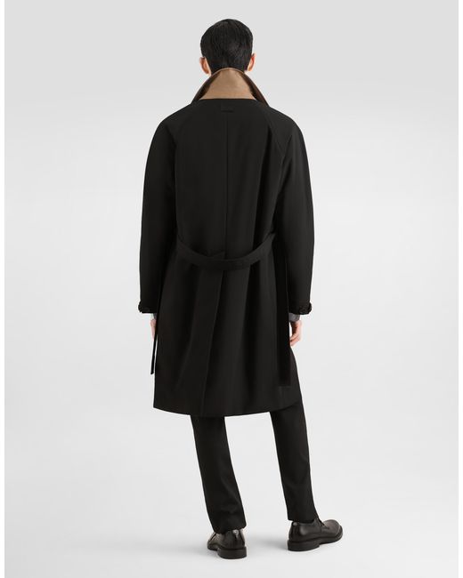 Dolce & Gabbana Black Single-Breasted Nylon Trench Coat for men