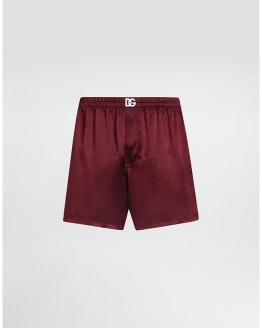 Dolce & Gabbana Red Silk Satin Boxer Shorts for men