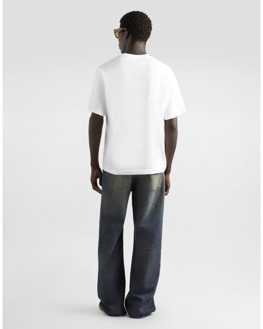 Cotton T-Shirt With Patch Dolce & Gabbana pour homme en coloris White