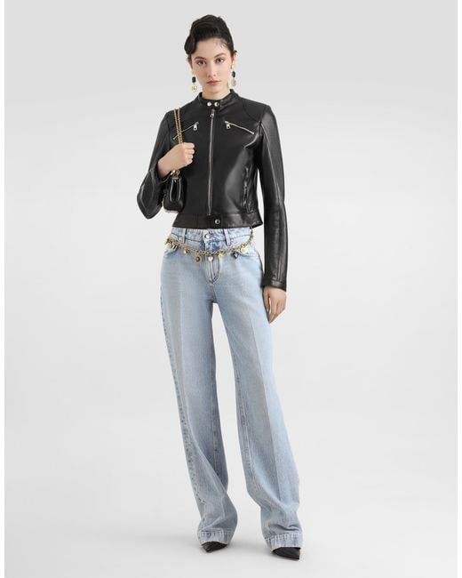Dolce & Gabbana Black Leather Biker Jacket